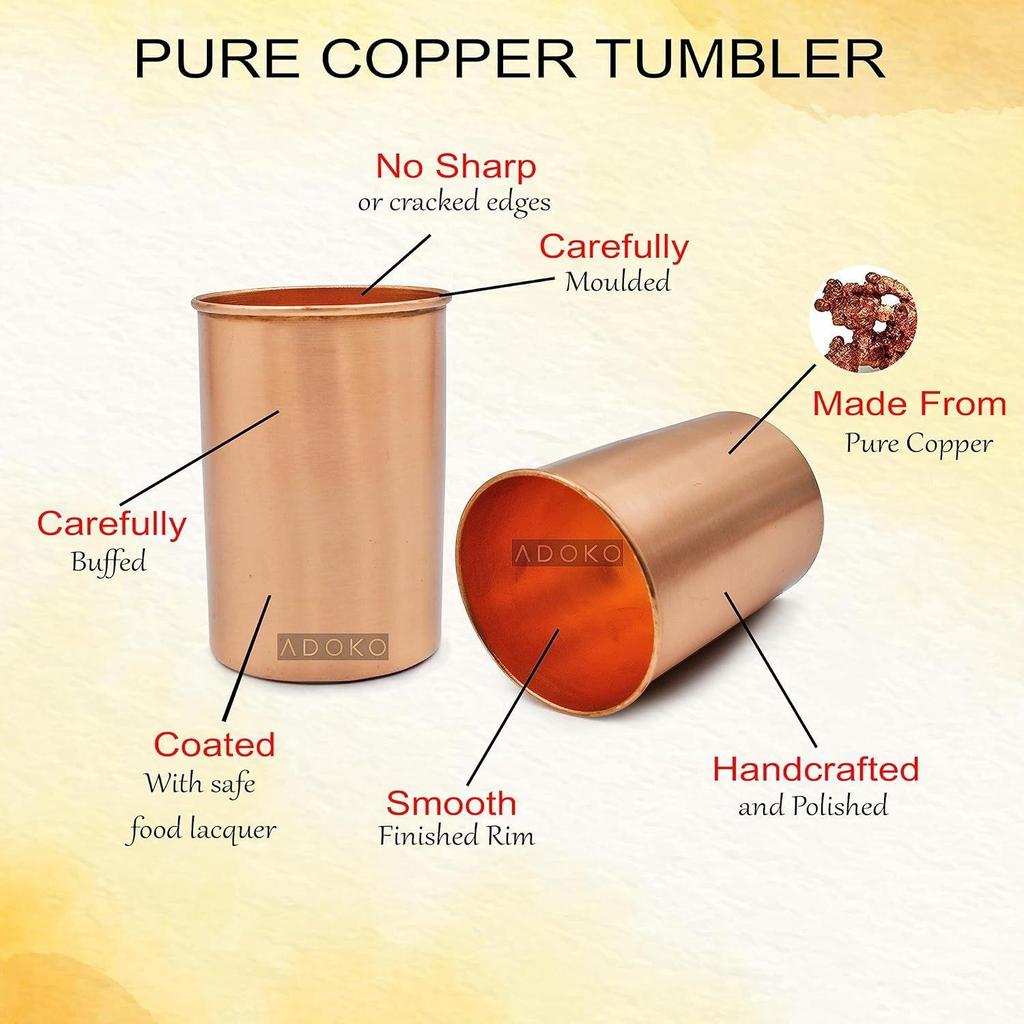 Pure Copper Water Jug 2 Litre with 1 Copper Glass (300ml) | Ayurvedic Copper Pitcher Set for Drinking & Storage for Health & Wellness