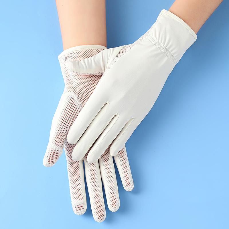 Gloves Summer UV Sun Protection Tram Outdoor Touch Full Finger Riding Ladies Screen Breathable Ice Silk Driving Gloves