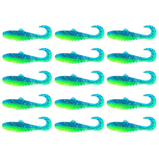 15Pcs 5.5CM/2G Curly Tail Soft Fishing Bait with Glitter Colorful PVC Realistic Bionic Artificial Lure Saltwater Freshwater Fishing Accessories