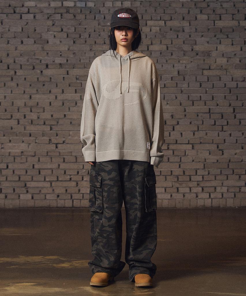 FILLUMINATE Symbol Mesh Hoodie Knit - Beige