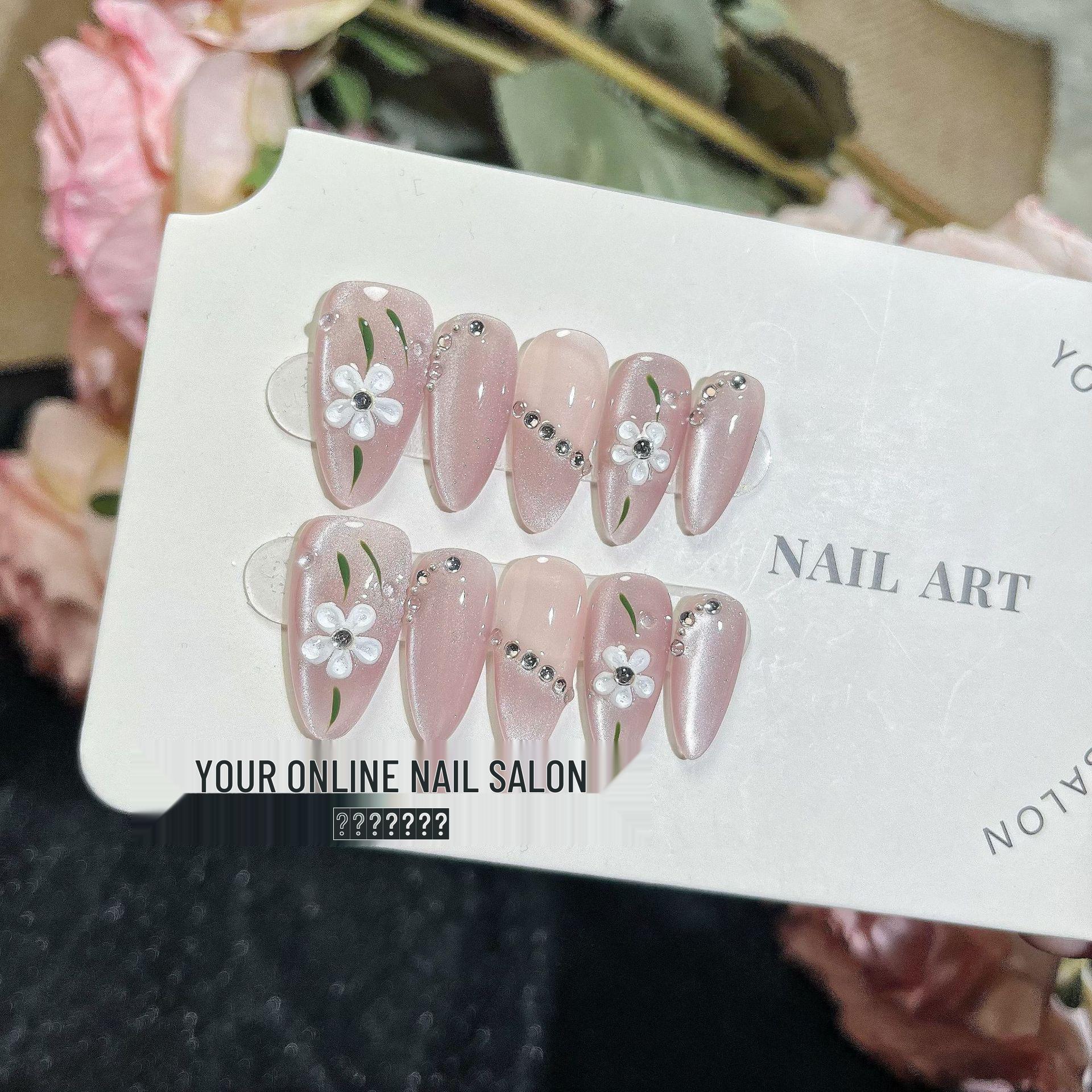 

Патчи для ногтей в стиле феи «Кошачий глаз» со съемными цветами - Носимые и подходящие по размеру для лета Medium