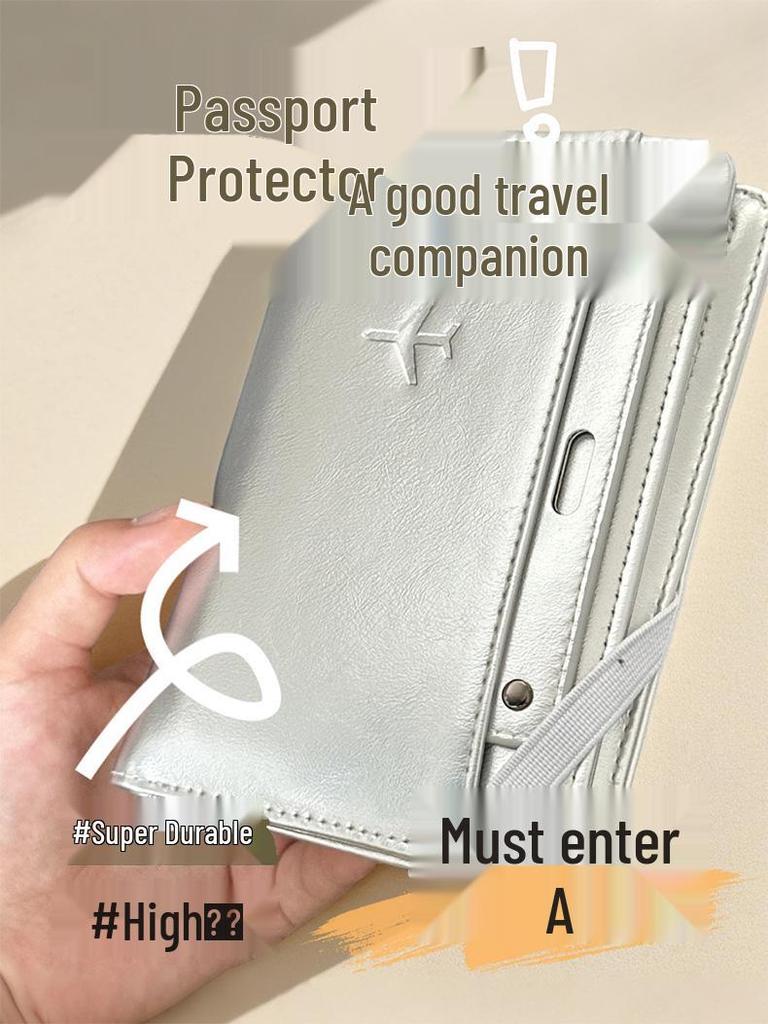 Passhülle im koreanischen Stil, silbergrau: Premium Reise-ID und Kartenhülle