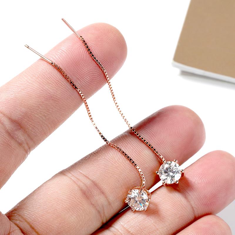 Smyoue 5/6.5mm Tassel Moissanite Drop Earrings Lab Diamond Sparkling Women Wedding Jewelry Pure 925 Silver Plated 18K Earring