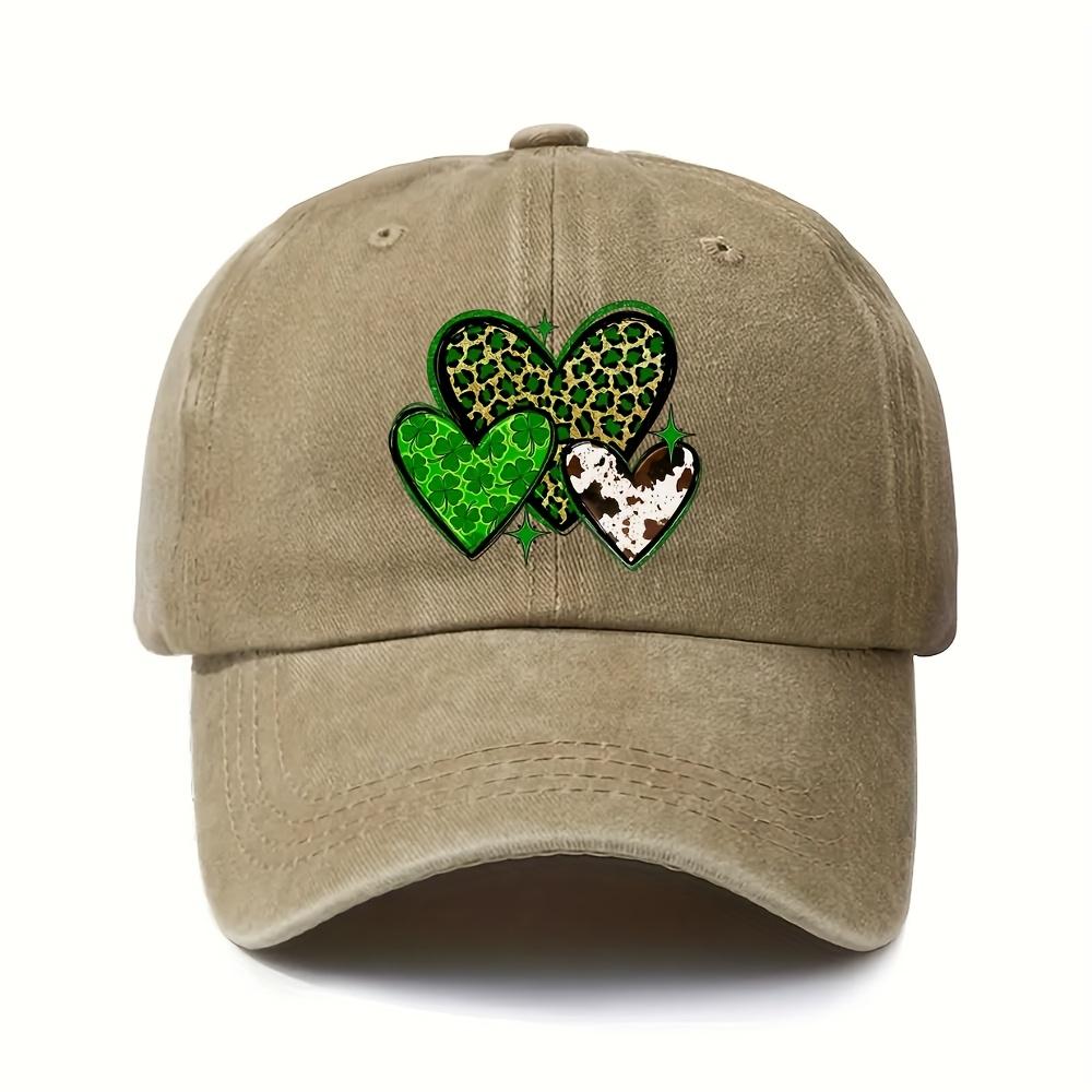 Clover Leopard Cow Print Baseball Cap Unisex Washed Adjustable Polyester Outdoor Casual Sun Hat