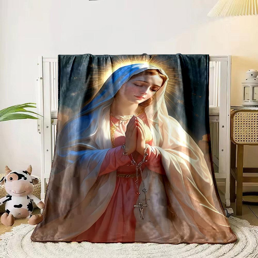 Our Lady of Grace Prayer Throw Blanket Printed Blanket for Living Room Bed Couch lunch break Soft Cozy Blanket for Friend's festival Gift