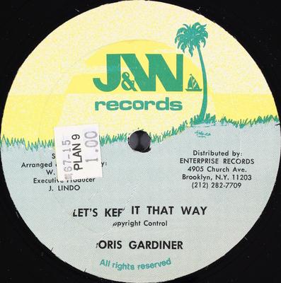 12inch Record BORIS GARDINER  Lets Keep It That Way JW006 JW Records 1984 US Reggae Ska  Dub Used