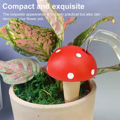 4Pcs Plant Watering Spikes Terracotta Self Watering Globes for Indoor Outdoor Plants Mushroom Shape Automatic Vacation Plant
