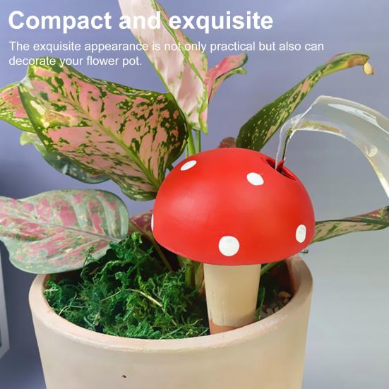 4Pcs Plant Watering Spikes Terracotta Self Watering Globes for Indoor Outdoor Plants Mushroom Shape Automatic Vacation Plant Waterer for Busy