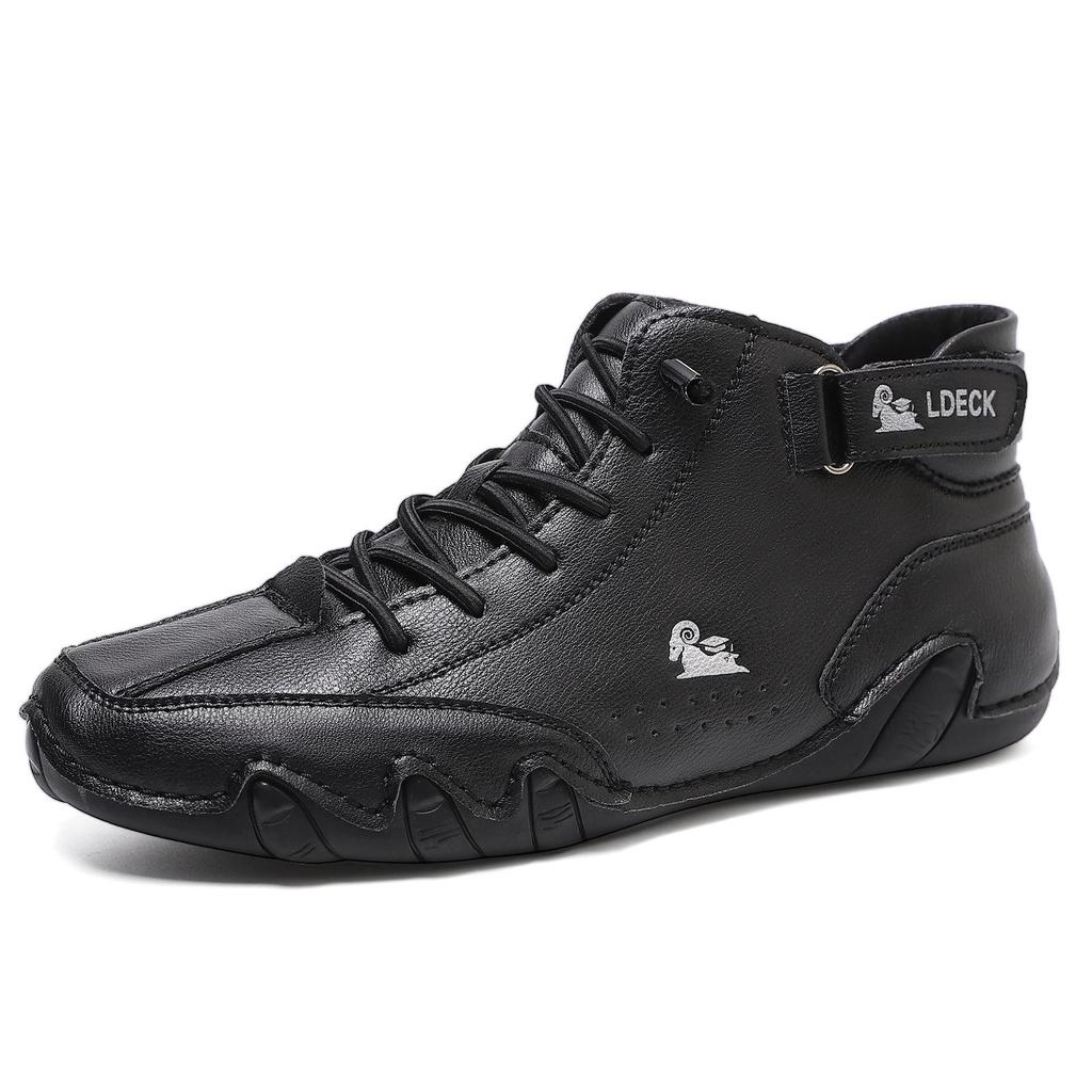 Fashion Men's Handmade Leather Boots for Men Winter High Top Sneakers Outdoor Light Casual Shoes Autumn Lace-up Vintage Ankle Boots Man
