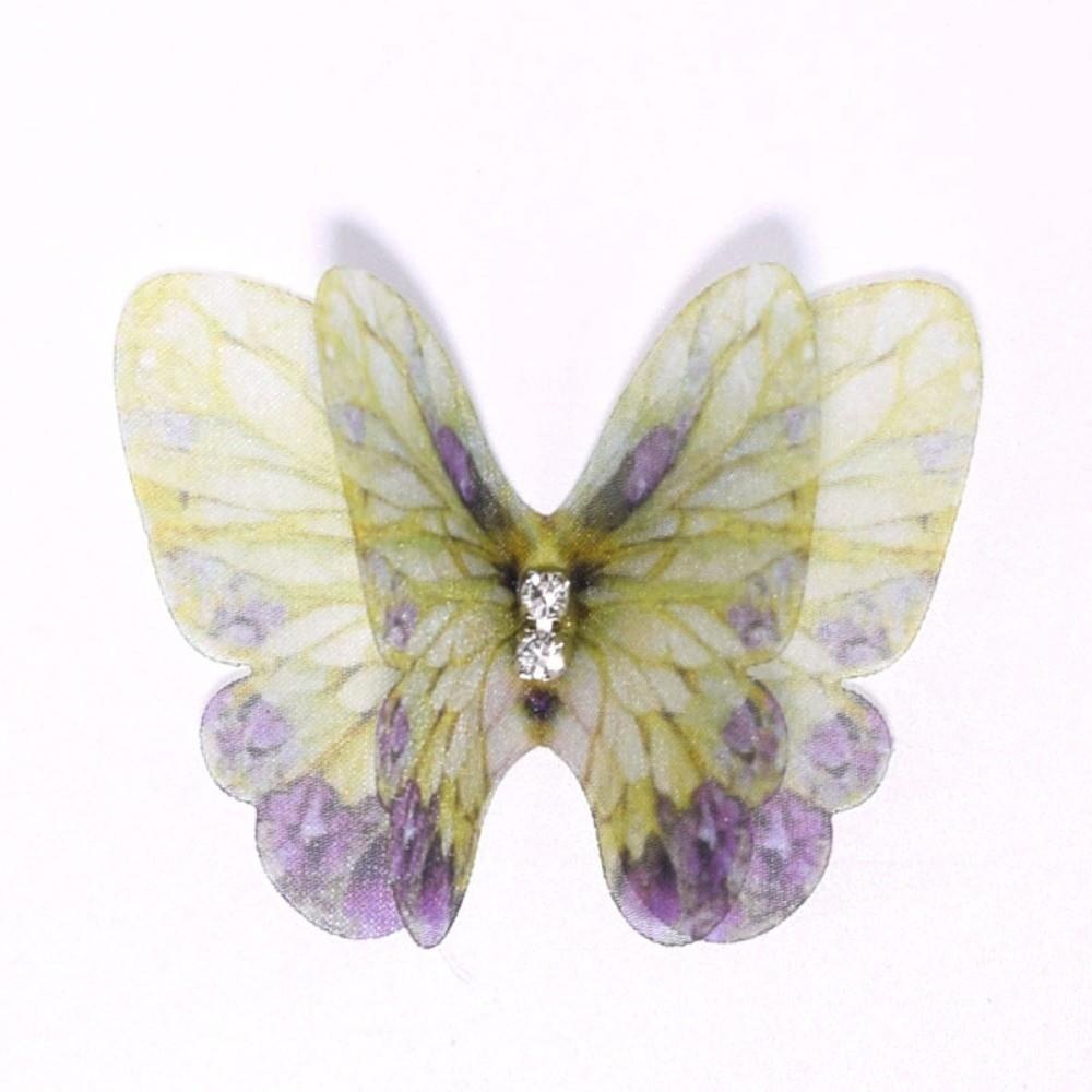 50Pcs 3D Organza Fabric Butterfly Appliques Double-layer Translucent Chiffon Butterfly Embroidered Patches Colorful