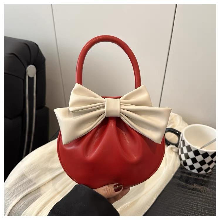 Women's Mini PU Clutch Bag Lightweight Small Purse with Bow Handle Magnetic Closure Coin Purse Soft Tote Handbag for Girls