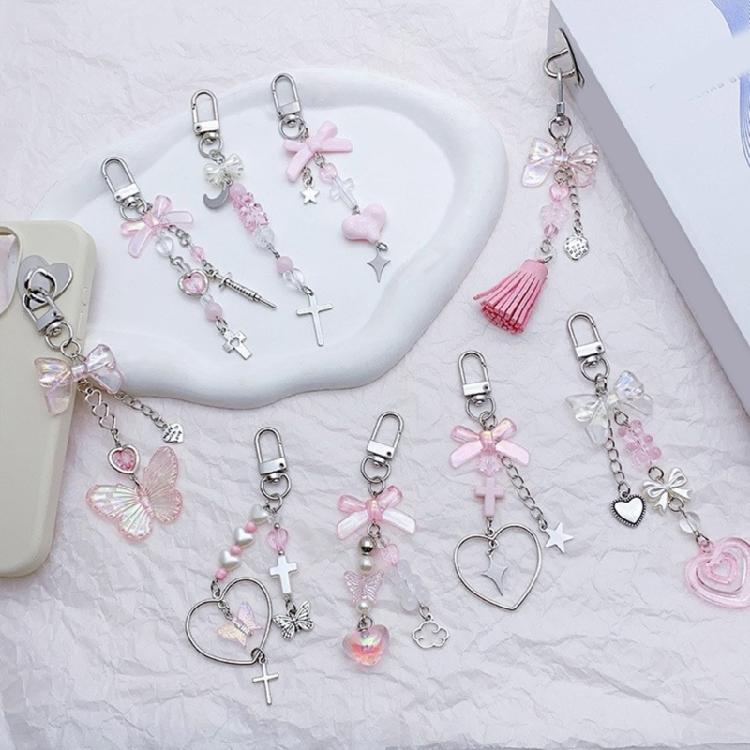 Cute Heart Butterfly Bowknot Charm Pendant Phone Straps Pocket Keychain Strap