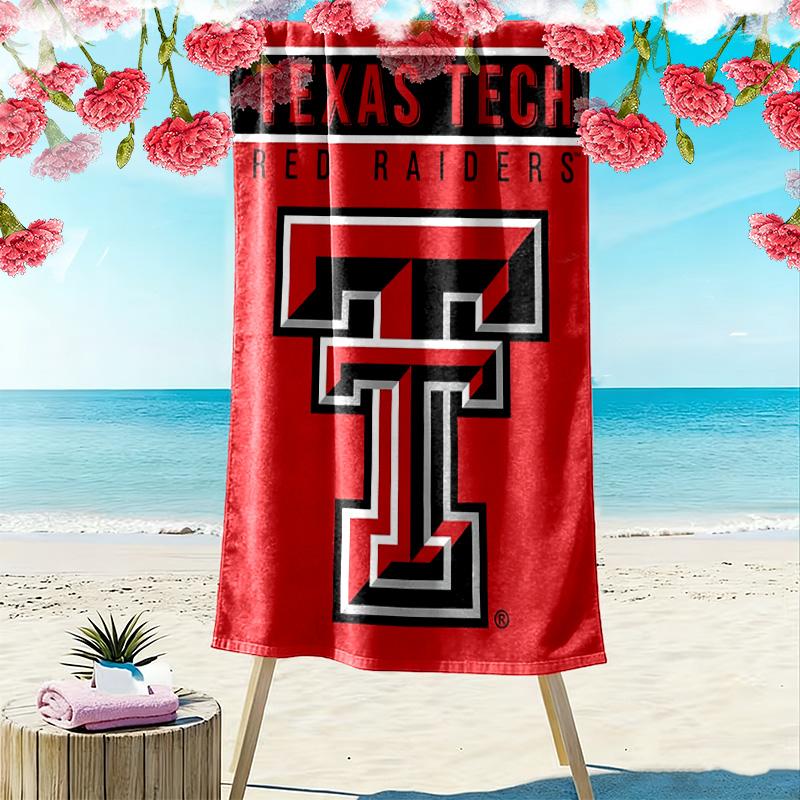 Texas Tech Red Raiders Print Beach Towel, Large Soft Quick Dry Towel for Beach Camping Swimming