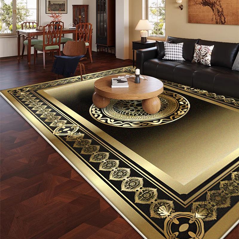 Luxury Living Room Carpets Black Golden Design Indoor Antiskid Rug 140x200 Large Size Dining Room Decoration Home Mat Bedside