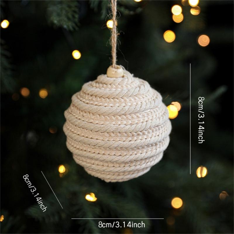 Christmas Tree Decoration Natural Fiber Twine Braided Foam Ball Holiday Hanging Ornament For Mantels Window Wall Display