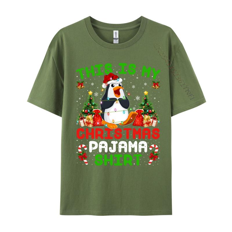 This Is My Christmas Pajama Shirt Emperor Penguin Christmas T-Shirts Adult Tops T Shirt Men Tee Shirt Male