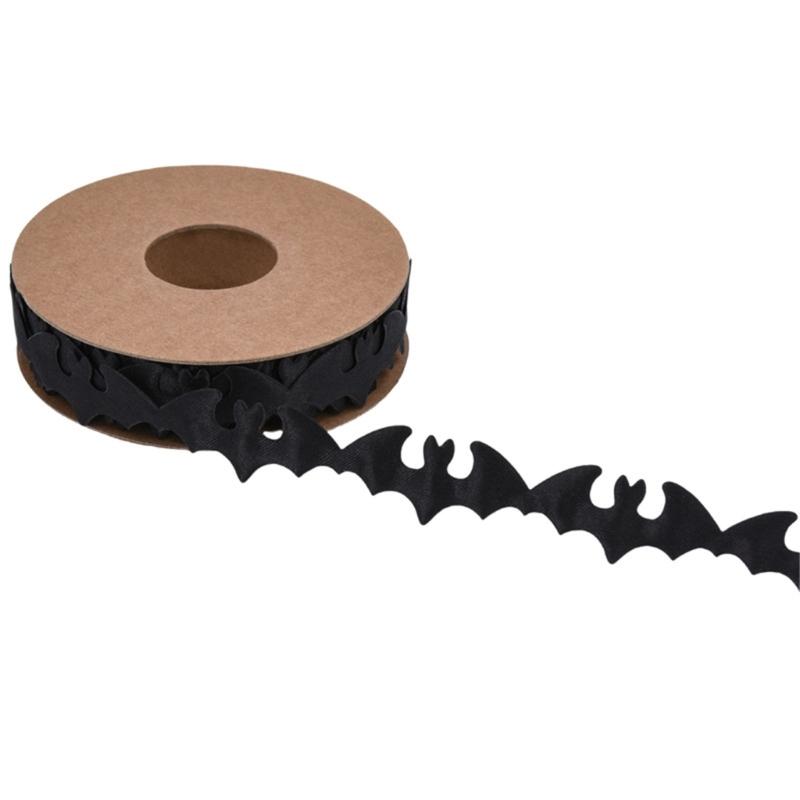 Haunting Beauty Decorative Halloween Ribbon Showcasing Bat Motif Perfect for Party Tool and Fashion Hair Accessories