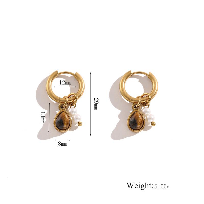 Simple Brown Teardrop Drop Earrings for Women Exquisite Vintage Pearl Beaded Hoop Earrings Trendy Casual Versatile Jewelry Gift