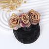 Spring Clip Beaded Crochet Hair Clip Barrettes For Flight Attendant Women Bun Net Crystal Hairnet Cover Zircon Flower Bun Snood