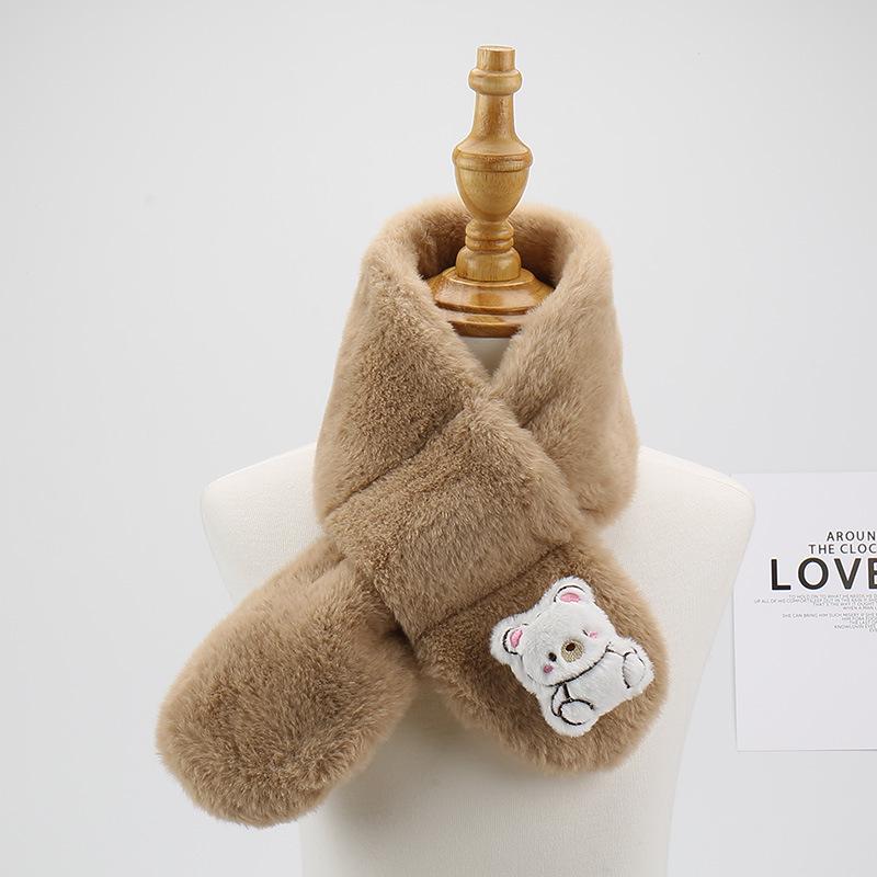 

2025 Autumn/Winter Plush Faux Rabbit Fur Children s Parent-Child Cartoon Scarf - Korean Style Baby Neck Warmer