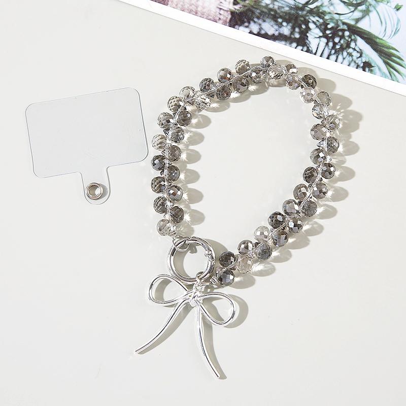 DINGXING INS Crystal Mobile Phone Wristband Flash Bow Small Niche Versatile Portable Durable Fashion Pendant Keychain with Clip