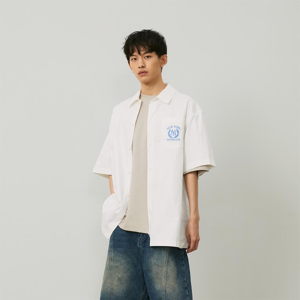 New MLB New York Yankees MLB Preppy Style Collection Shirt Unisex Ecru 3AWSV0243-50WHS