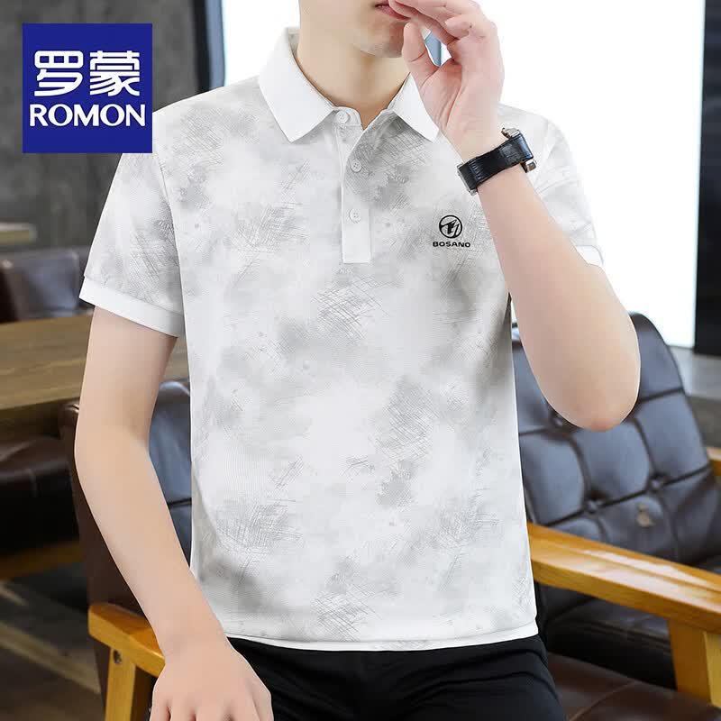ROMON Men s Summer Lapel Polo Short Sleeve T-Shirt L
