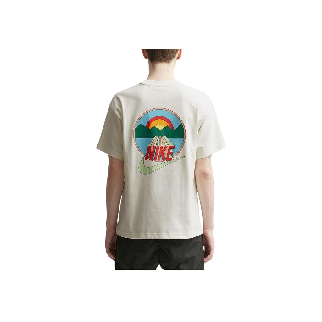 Nike Logo Embroidered Scenic Print Crew Neck Short Sleeve T-Shirt Unisex Tops White FB2759-133