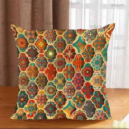

Ethnic Style Pillow, Light Luxury, American Retro Ethnic Style Pillow, Living Room Sofa Cushion Pillow, Double-sided Pillow Case flannel 45x45cm double-sided [without pillow core]