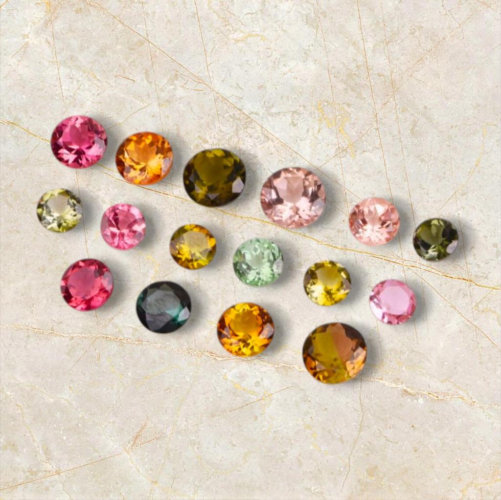 Round Cut Natural Tourmaline 3 MM Size Gemstone, 10 Pcs Multi Tourmaline Lot, Loose Gemstone Lot, October Birthstone For Making Jewelry.