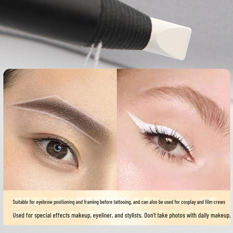 Waterproof White Eyebrow Pencil with Embroidery Positioning, Frame Setting, Non-Fading, and Smudge-Free White Eyeliner.