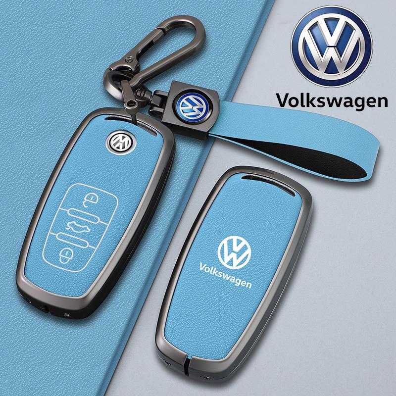 For VW Volkswagen Jetta MK5 Golf Zinc Alloy Leather Car Key Case Cover Holder Shell Fob For VW Tiguan Touran Caddy Beetle Jetta
