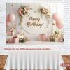 2D Elegantes Rosa Blumiges Happy Birthday Hintergrundtuch mit Wandpaneel