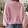 Women's Solid Color Knitted Sweater With Sleeves,casual Sweater Jacket