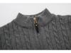 Men's Plus Size Cable Knit Half-High Collar Zipper Sweater - Autumn/Winter Casual Pullover
