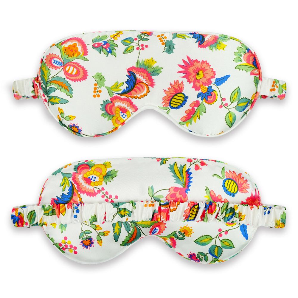 Silk Floral Print Sleep Mask: Double-Sided Light Blocking Eye Protection