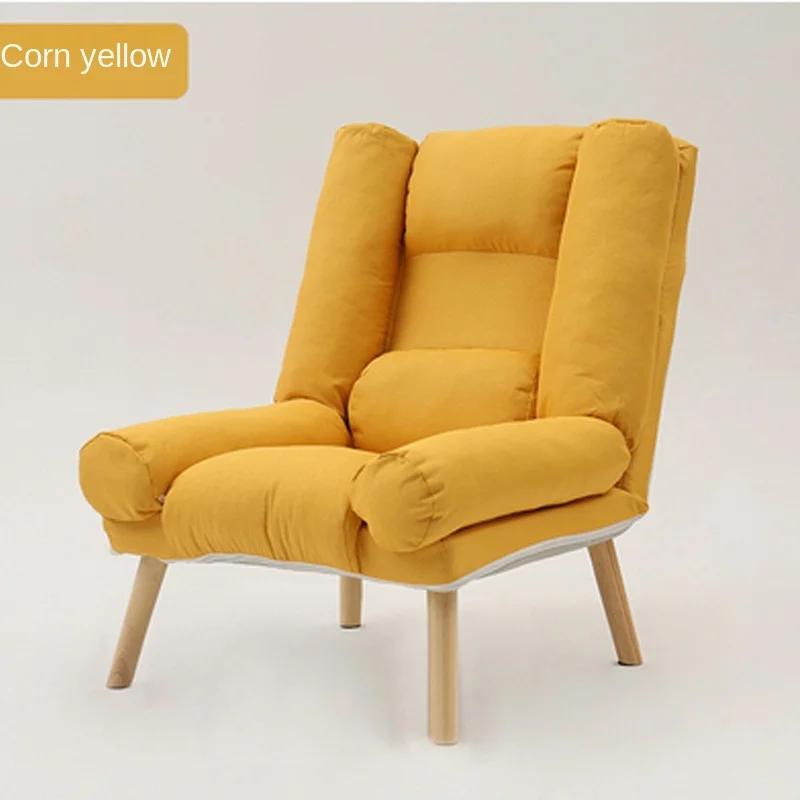 Lazy Single Small Sofa - Reclining Chair for Small Families, Balcony & Bedroom, Foldable Nordic Style, Modern Simple Seating