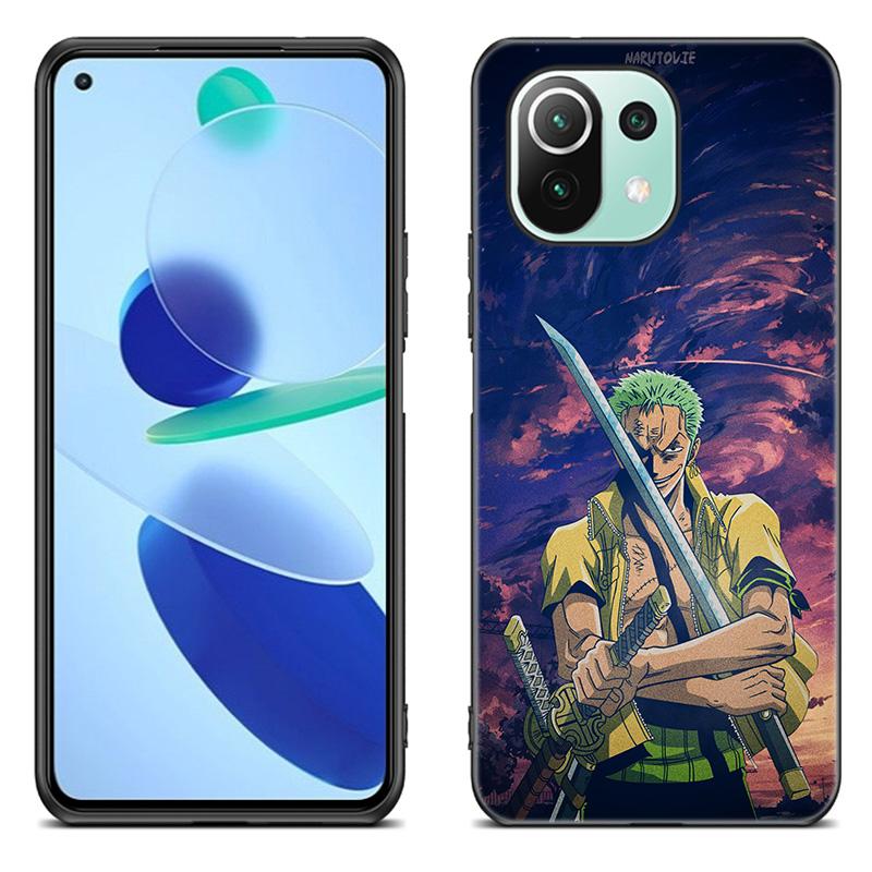 Anime roronoa zoro Phone Case For Xiaomi Mi 11 Lite NE 11i 10T 11T Pro A2 A3 Lite POCO F3 M3 M4 C31 X3 Pro NFC GT Black Cover
