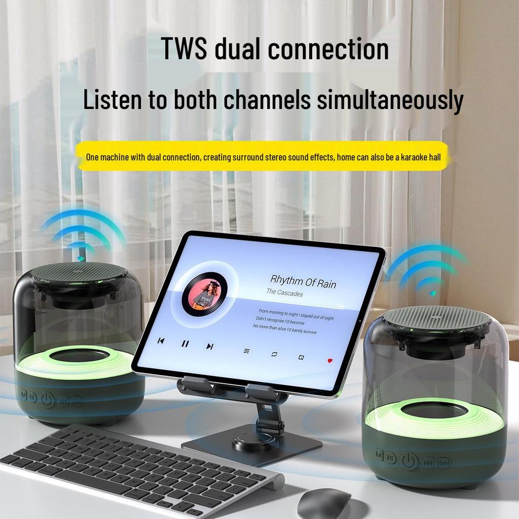 AI Bluetooth Smart Speaker with Stereo Sound and Colorful LED Lighting