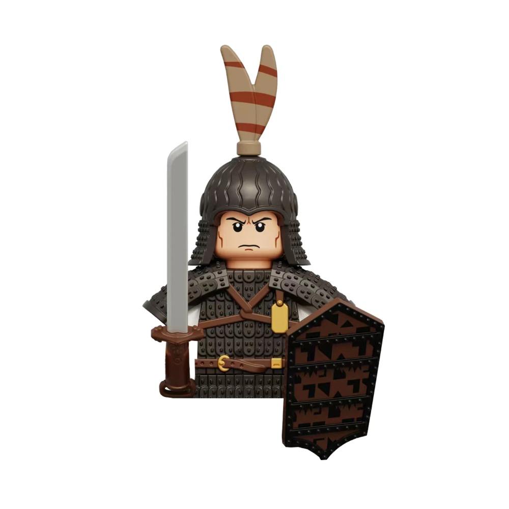 1pcs Ancient Chinese Hero Yue Fei General Military Armor Soldier Action Figures Building Block Sword Helmet DIY Brick Toy Gift