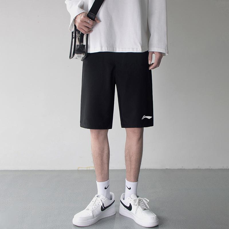 Li Ning Logo Print Quick-Dry Sports Casual Shorts Men Shorts Black YKST059-1