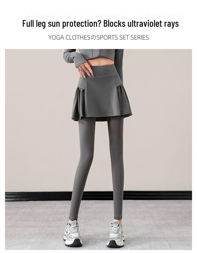 Czarne Kuloty do Jogi z Wysokim Stanem dla Kobiet - Jesień/Zima 2024 Spodnie Długie Dwuczęściowe Imitowane Moda Fitness Odzież Sportowa