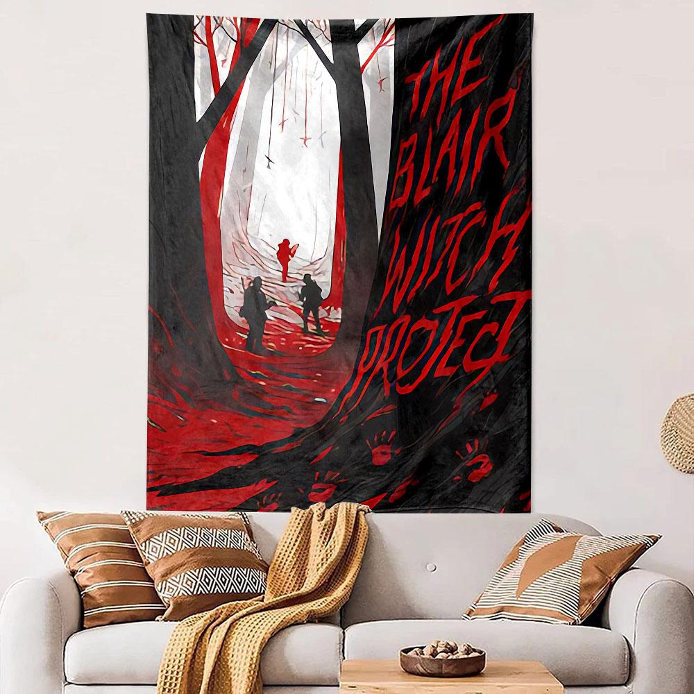 The Blair Witch Project Movie Tapestry Wall Hanging, Found Footage Horror Art, Spooky Wall Decor for Bedroom Living Room Dorm