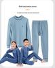 Velvet Warm Underwear Set for Junior High Teens - Half-High Collar Top & Pants