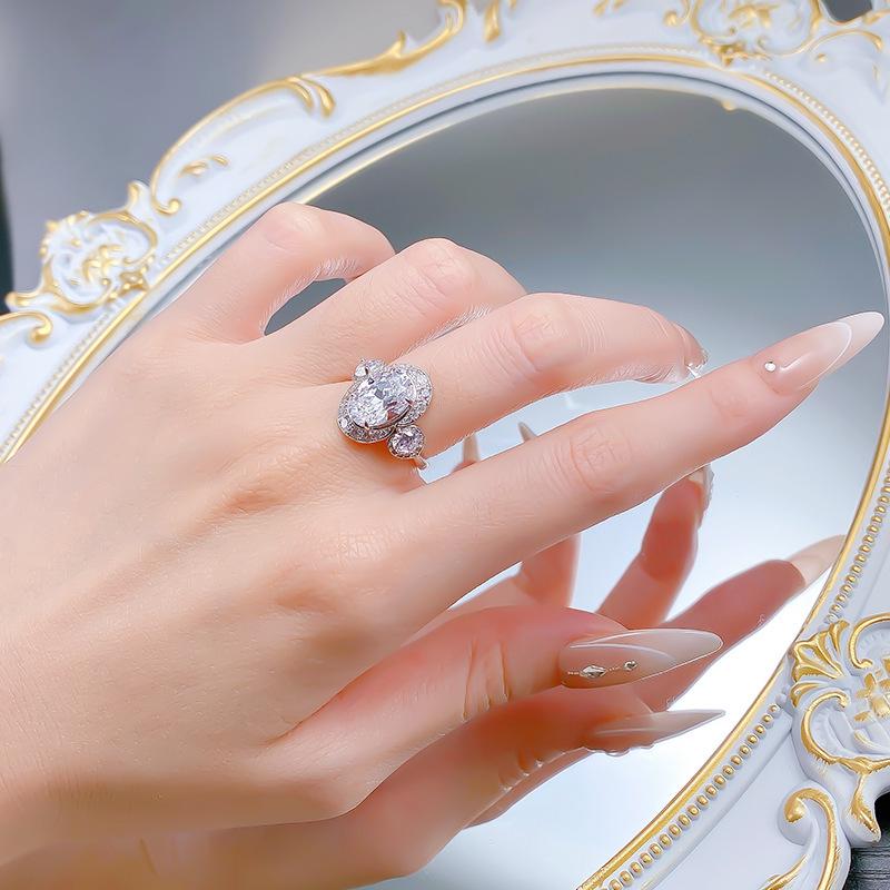 Luxury S925 Silver Oval Simulated Diamond Ring (8x11mm) - European & American Wedding Jewelry