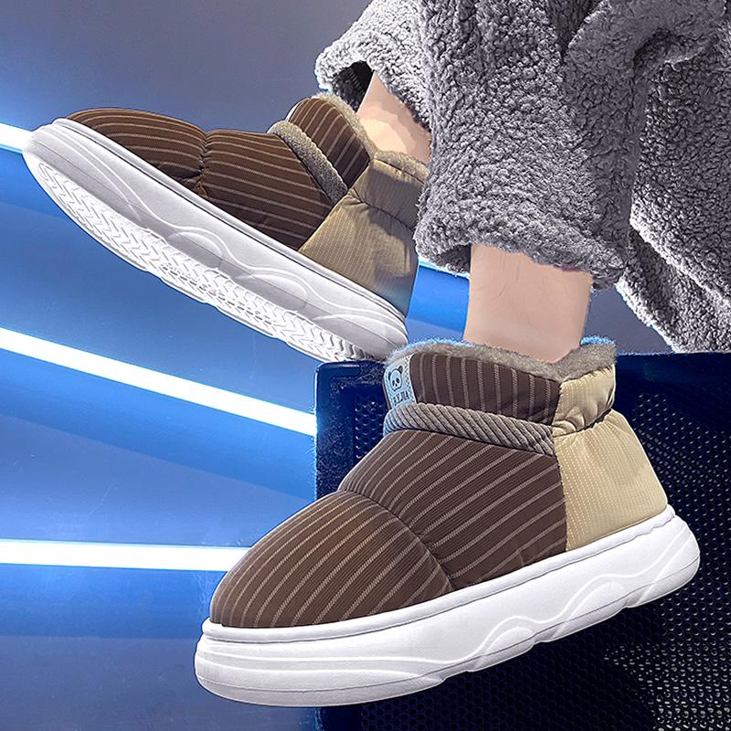 Stiefel Herren Schnee Outdoor Herrenschuhe Herren Winterstiefel Leicht Plüsch Warm Hoher Schaft Baumwolle Haus Arbeitsschuhe Schuhe Dropshop