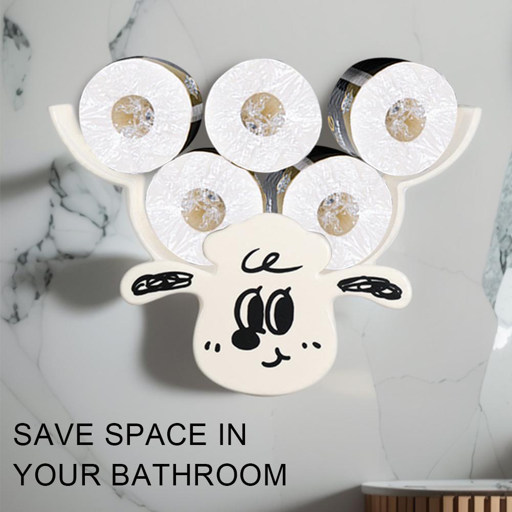 Toilet Paper Holder Shelves Sheep Funny Animal Toilet Paper Storage Funny Wall Mount Toilet Paper Storage for Bathrooms Kitchen
