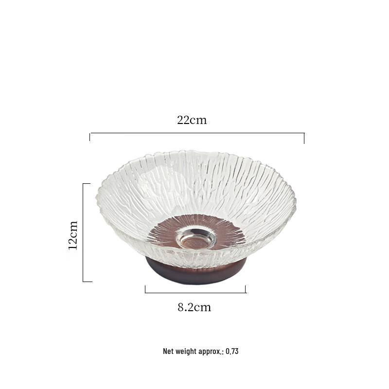 New Chinese Style Glass Fruit Plate & Salad Bowl with Wood Tray