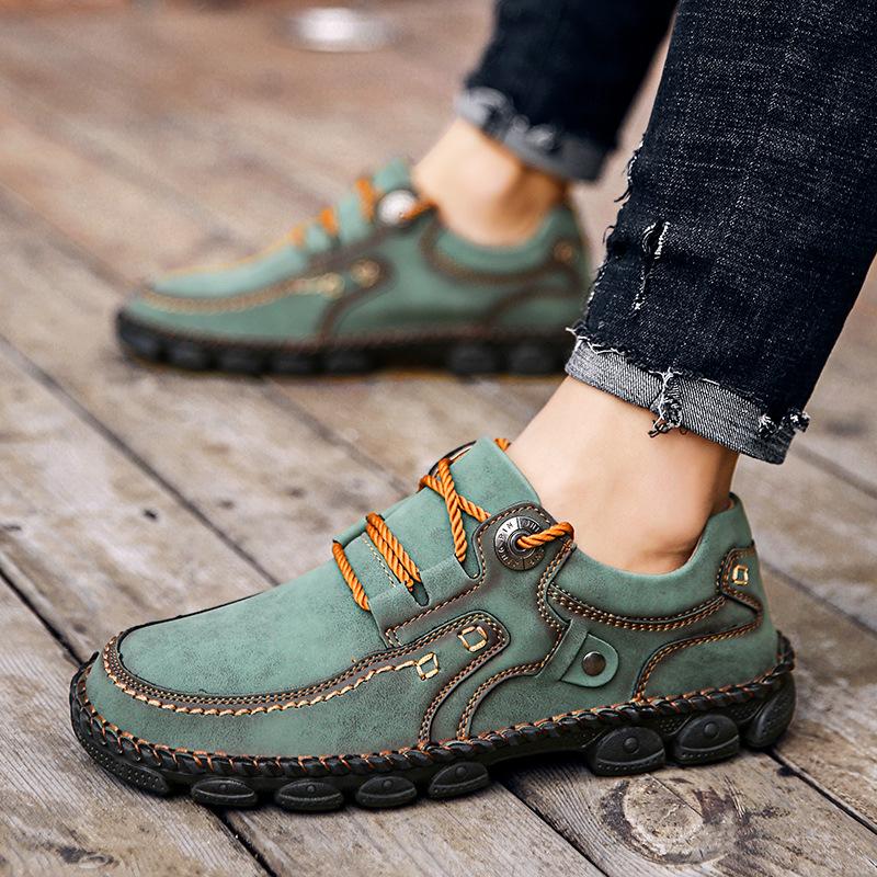 Autumn and winter new retro outdoor casual men's shoes large size 48 sewn small leather shoes men's comfort