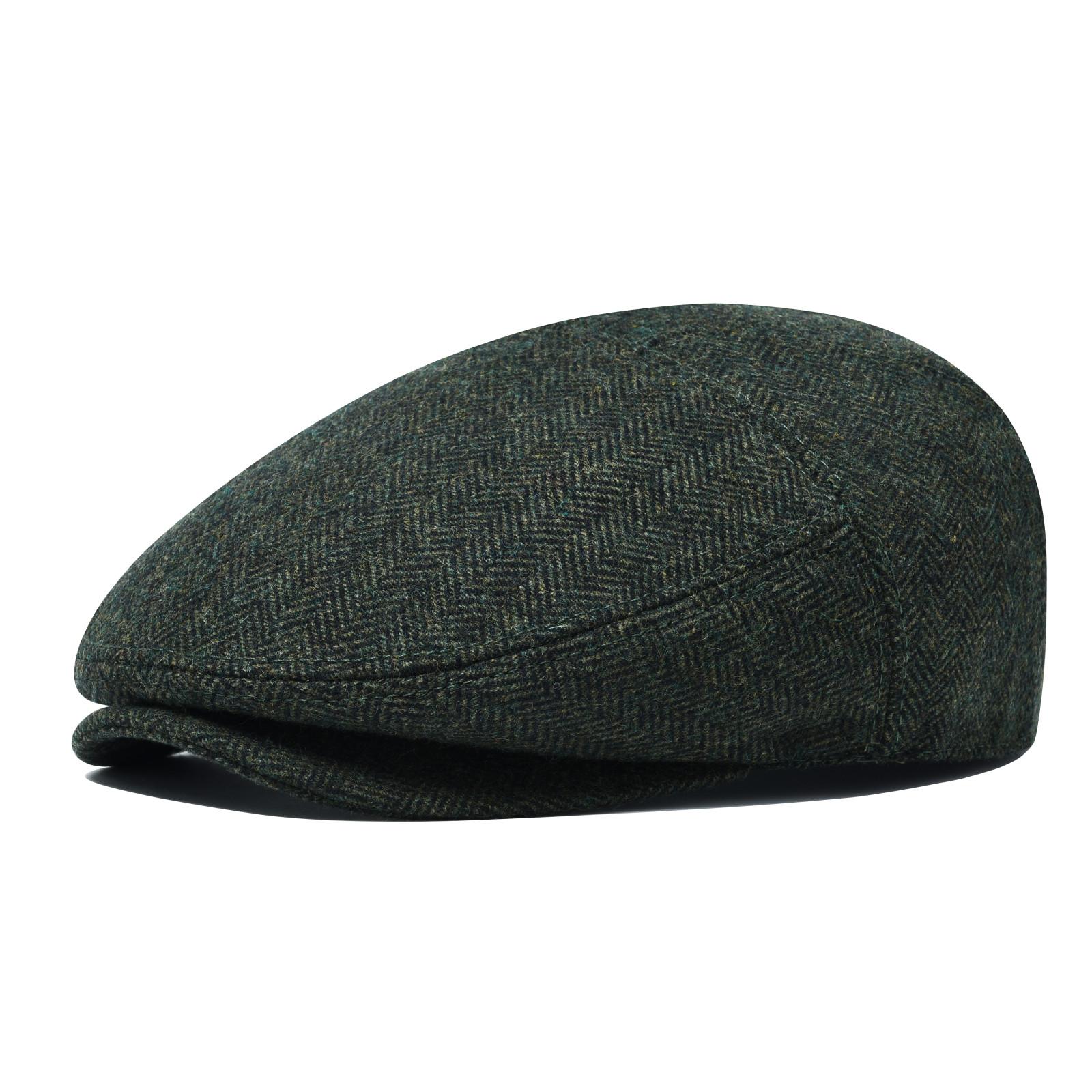 

JANGOUL Men Wool Blend XL XXL Ivy Newsboy Cap Classic Tweed Gatsby Cabbie Flat Hat 62cm зелений